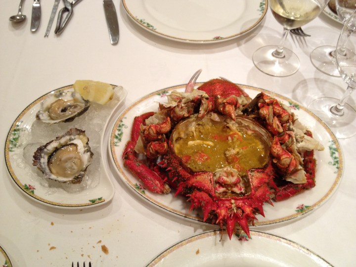 Ostras y centollo