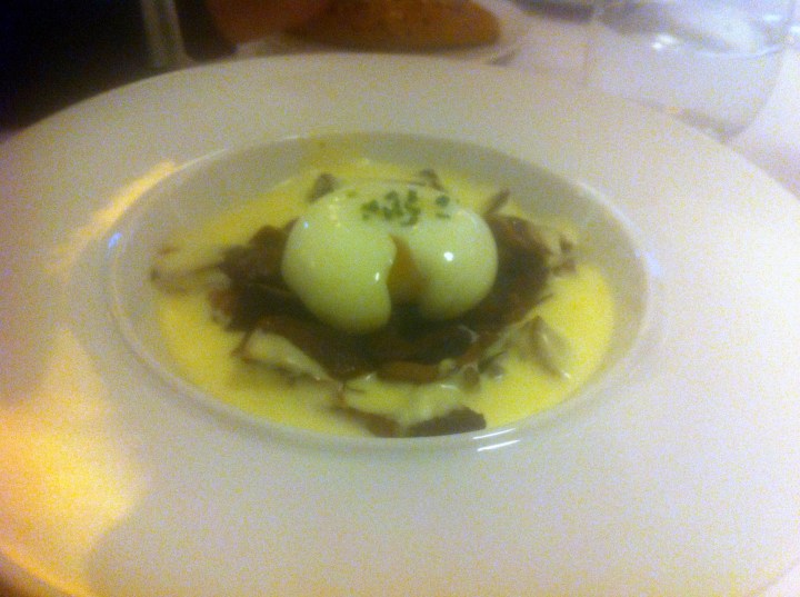 Huevo poché con ragout de setas